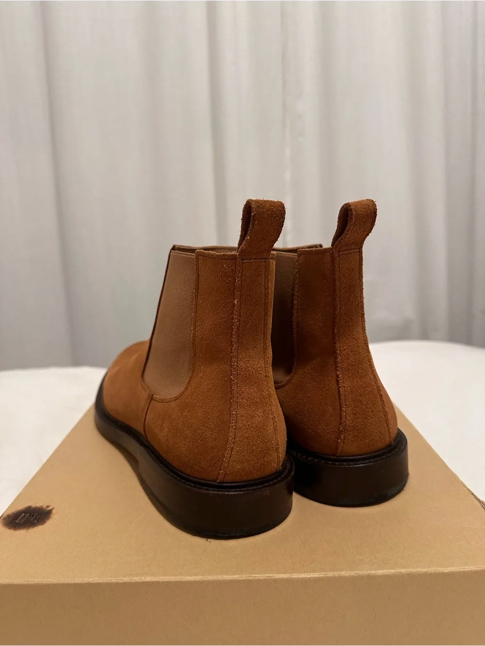 A.P.C. Tan Suede Chelsea Boots